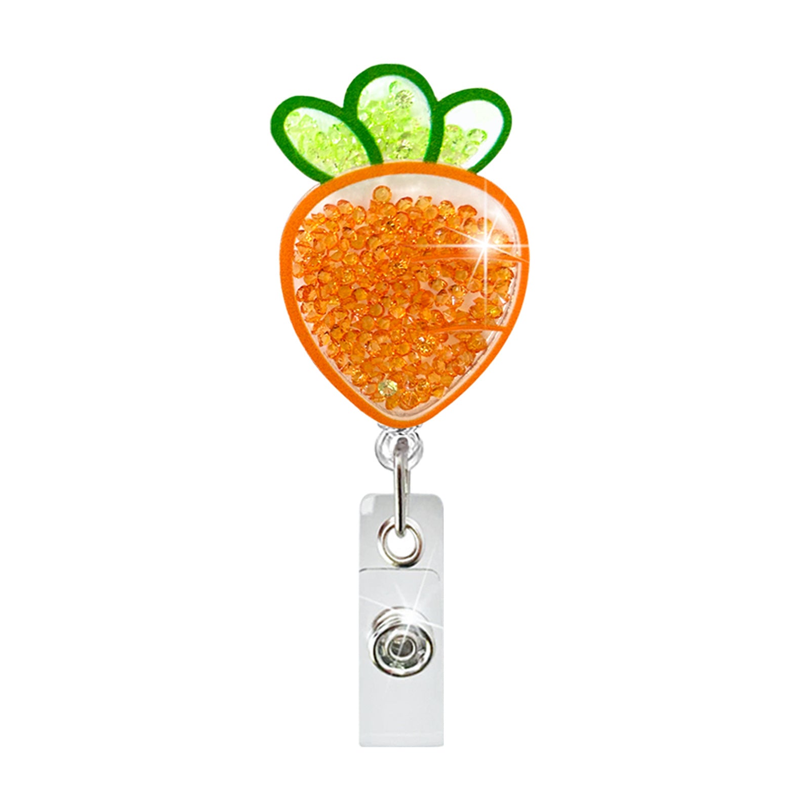 Wholesale Acrylic Quicksand Rhinestone Fruit Strawberry Watermelon Telescopic Badge Scroll Keychain